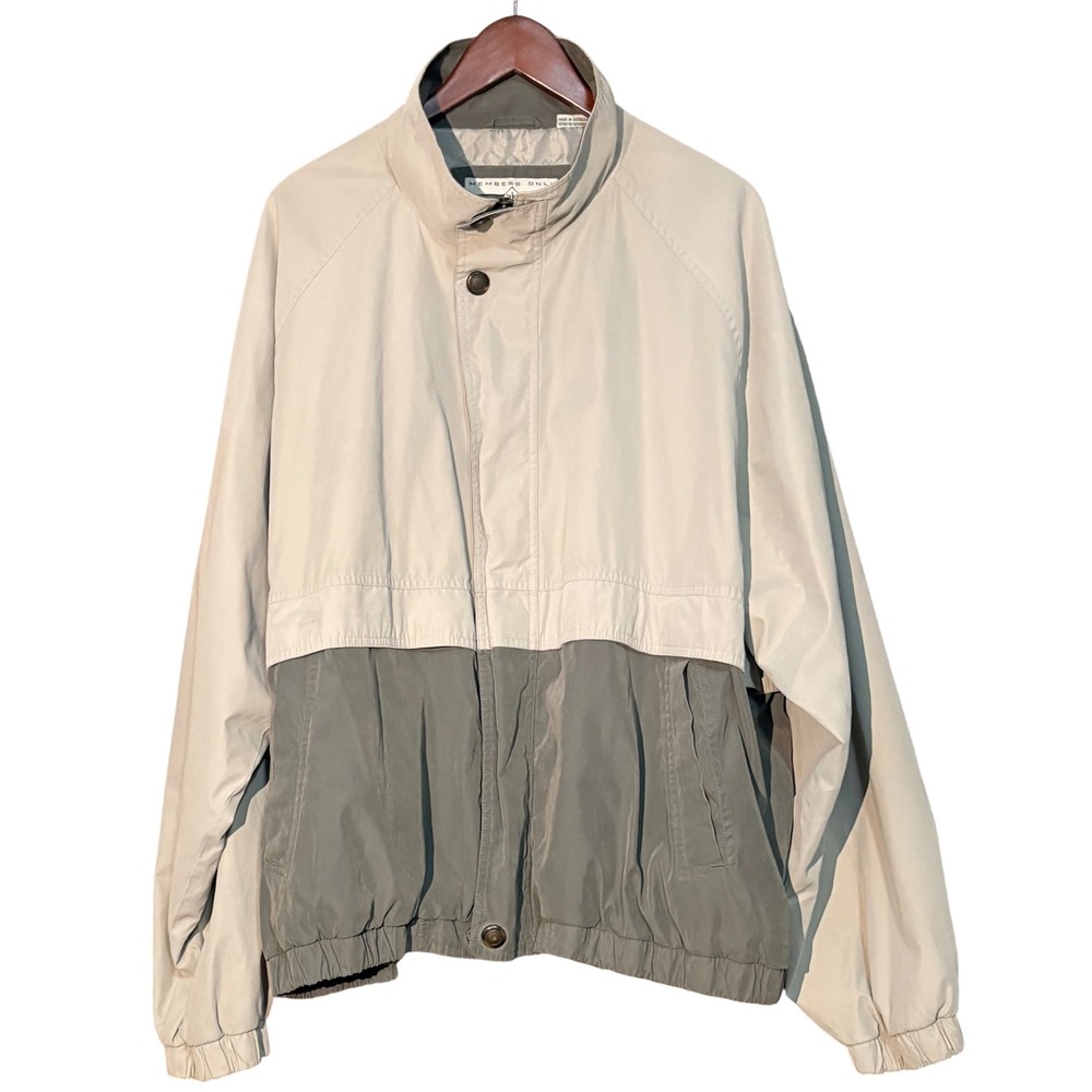 VTG Members Only‎ Casualwear Mens 2X Zip Up Bomber Jacket Beige Olive Green - Picture 2 of 13